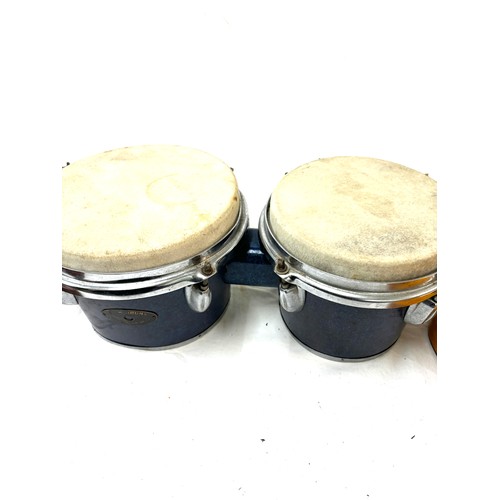 118 - Selection of vintage and later musical instruments includes bongos etc