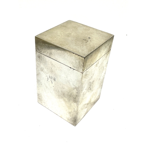 51 - Antique Serra roma silver caddy box measures approx 5cm square height 8cm weight approx 130g