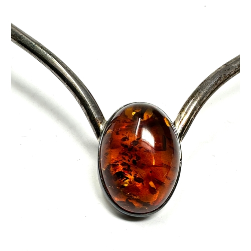 275 - Vintage silver & amber collar necklace weight 43g