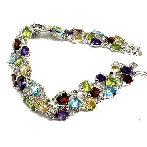 281 - silver multi gemstone set bracelet