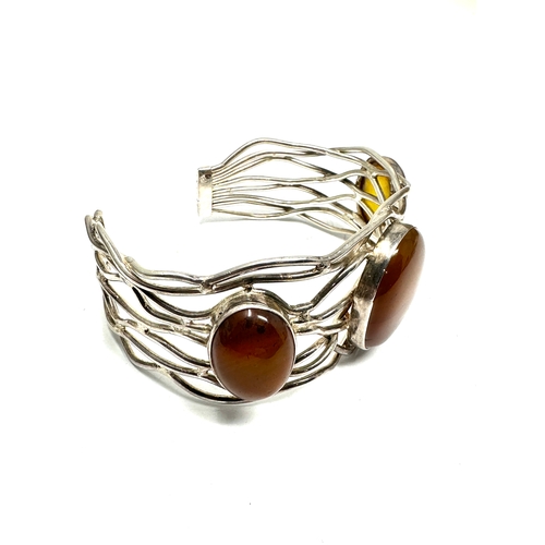 285 - Vintage silver Carnelian stone set bangle weight 56g hallmarked 925