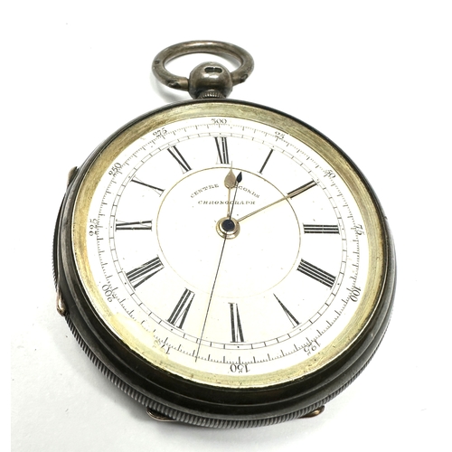 491 - Large antique silver cased harris & sons london centre second chronograph pocket watch the watch is ... 