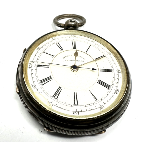 491 - Large antique silver cased harris & sons london centre second chronograph pocket watch the watch is ... 