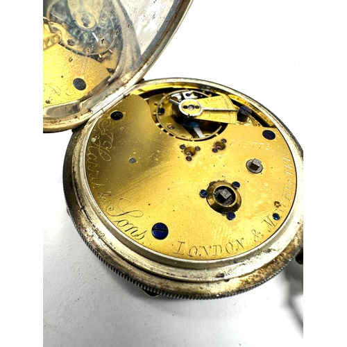 491 - Large antique silver cased harris & sons london centre second chronograph pocket watch the watch is ... 