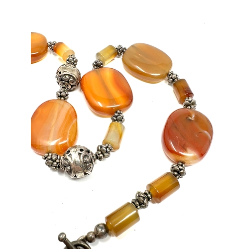 291 - Vintage Silver & agate necklace weight 140g