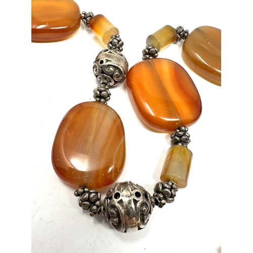 291 - Vintage Silver & agate necklace weight 140g