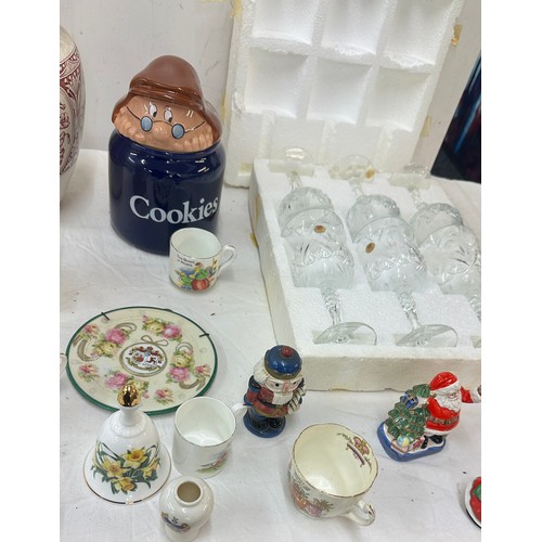 227 - Quantity of china to include wade cookie jar, set of glasses etc