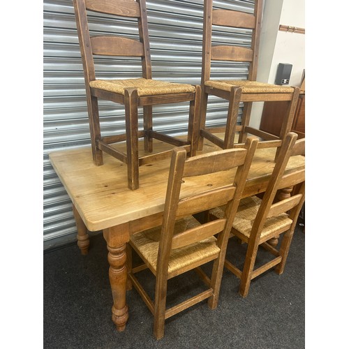 355 - Pine farmhouse table and 4 chairs, approximate measurements of table Length 60 inches, Depth 35 inch... 