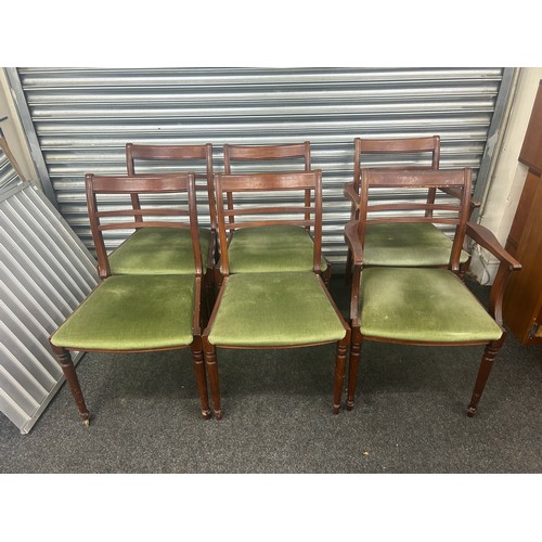 357 - Set 6 mahogany Meredew dining chairs which includes 2 carvers