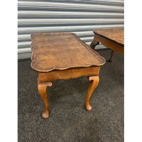 363 - Pair walnut Queen Anne side tables, pie crust edge, largest measures approximately Length 22 inches,... 