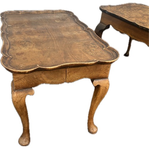 363 - Pair walnut Queen Anne side tables, pie crust edge, largest measures approximately Length 22 inches,... 