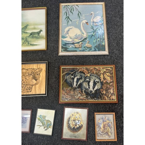 367 - 12 framed pictures all depicting animals, approximate measurements of largest Height 25 inches, Widt... 