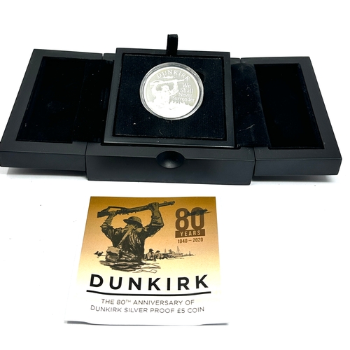 382 - Boxed & c.o.a 2020 Dunkirk 80th Anniversary Silver Proof £5 Coin. Ltd Edition 133