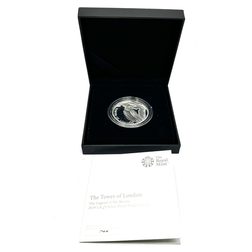 384 - The Royal mint The Tower Of London The Legend Of The Ravens 2019 UK £5 Silver Proof Piedfort boxed c... 