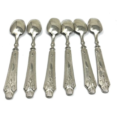 62 - 6 continental 800 silver handle tea spoons weight 180g