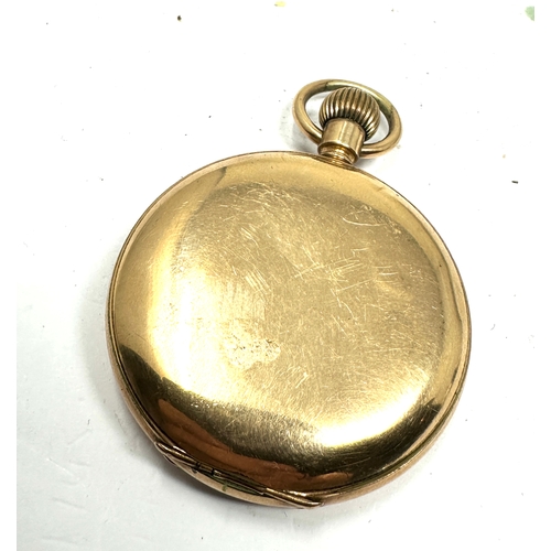 497 - gold plated waltham full hunter pocket watch case measures approx 42mm balance spins freely when sha... 