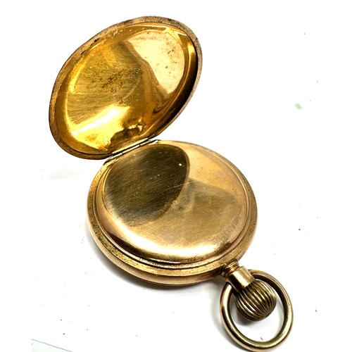 497 - gold plated waltham full hunter pocket watch case measures approx 42mm balance spins freely when sha... 