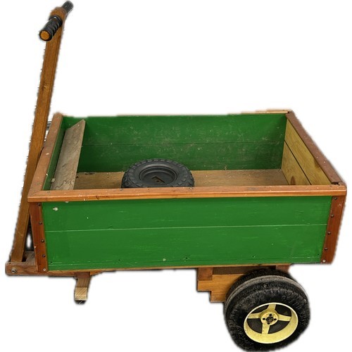 324 - Wooden four wheel push along trolley, approximate measurements: Heught 24 inches, Length 33 inches, ... 