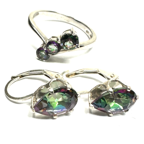 295 - silver mystic topaz ring & earrings