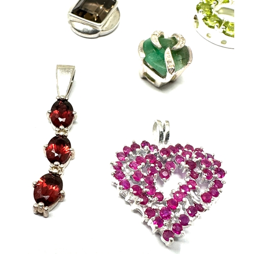 300 - 6 silver & gemstone pendants