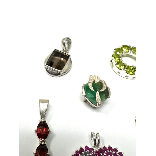 300 - 6 silver & gemstone pendants