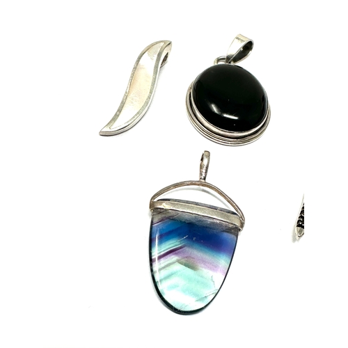 301 - 6 silver gemstone set pendants