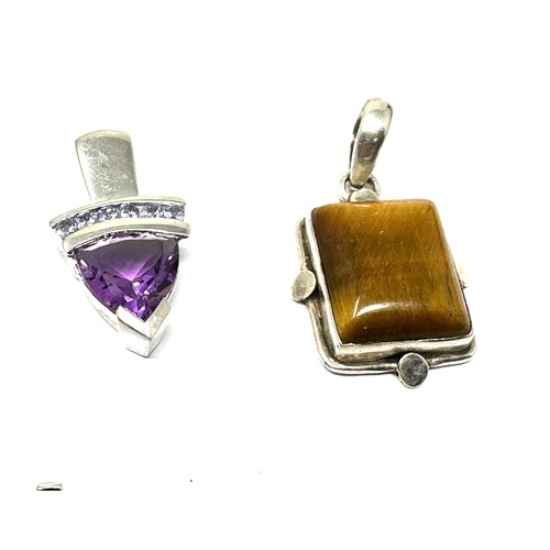 301 - 6 silver gemstone set pendants