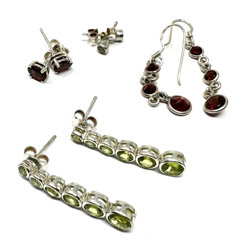 304 - 6 pairs of silver gemstone set earrings