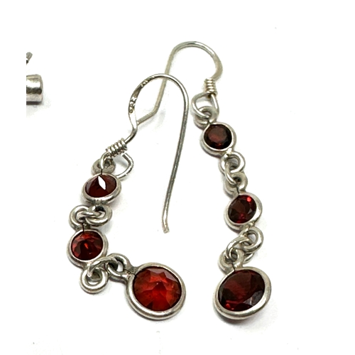 304 - 6 pairs of silver gemstone set earrings