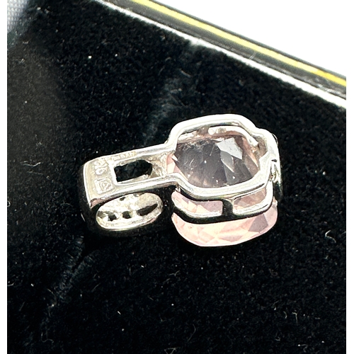 174 - 9ct white gold diamond & pink gemstone pendant weight 1.52g