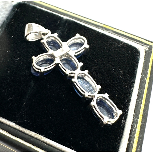 176 - 9ct white gold & sapphire cross pendant weight 2.7g