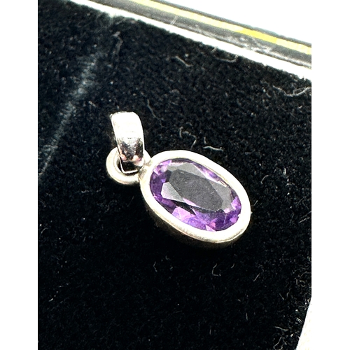 177 - small 9ct white gold amethyst pendant weight .7g