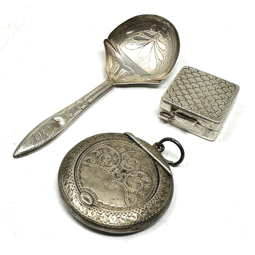 5 - vintage /antique silver pill box georgian silver caddy spoon etc