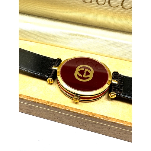 458 - Boxed gucci quartz wristwatch not ticking untested possibly needs new battery