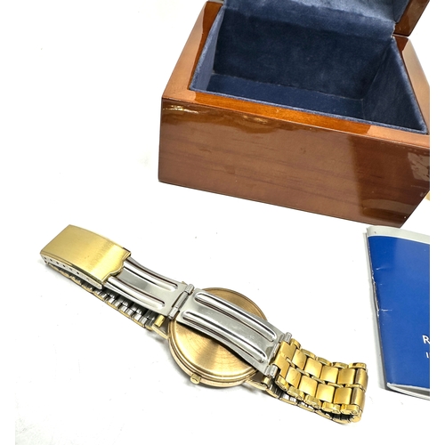 459 - Boxed 9ct gold rotary elite gents quartz wristwatch untested possibly needs new battery