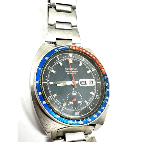 467 - Vintage Seiko Pepsi, Blue Dial 6139-6002 Chronograph Automatic the watch is ticking missing winer cr... 