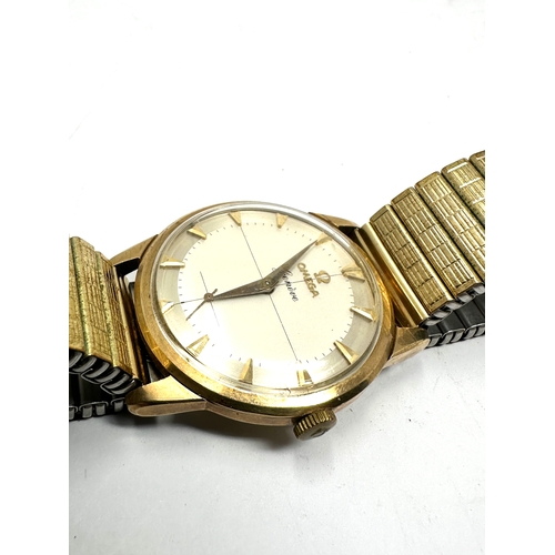 473 - Omega Geneve 9ct Gold pie pan Men's Vintage presentation Wrist Watch Manual Winding 1960s 267 cal th... 