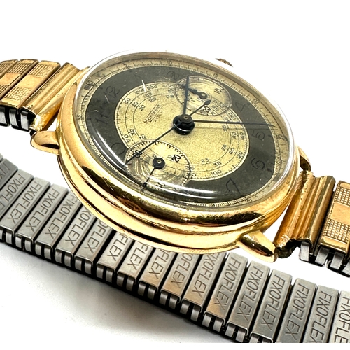 478 - Vintage 18ct gold montagne chronograph gents wristwatch the watch is ticking