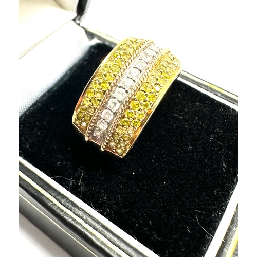 182 - 9ct gold white & yellow diamond ring weight 3.2g