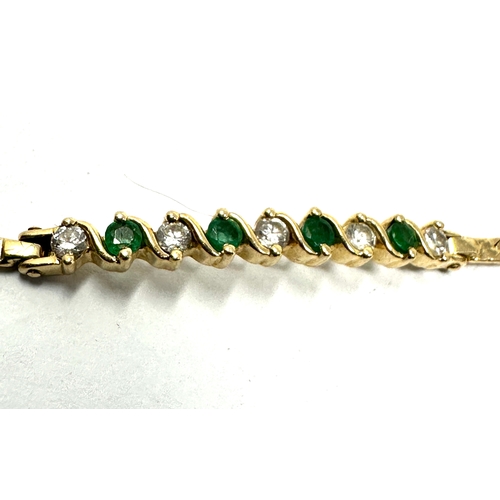 184 - 14ct gold diamond & emerald bracelet weight 3.5g