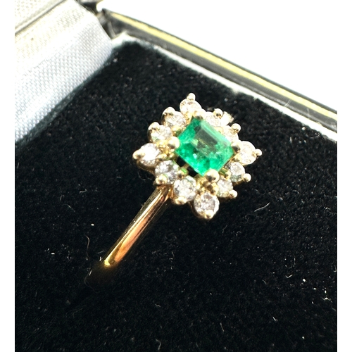 186 - 9ct gold diamond & emerald ring weight 2.2g