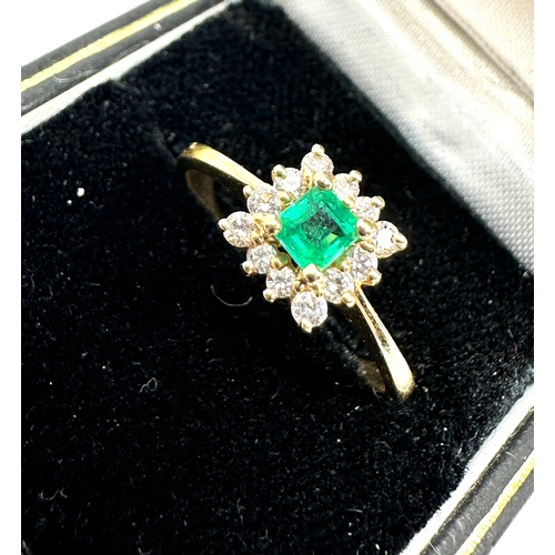 186 - 9ct gold diamond & emerald ring weight 2.2g