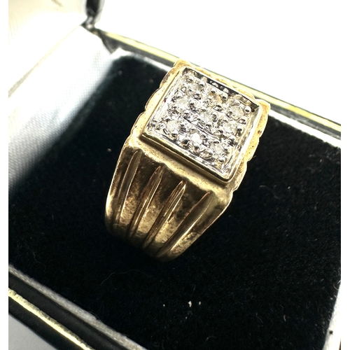 187 - 9ct gold diamond signet ring weight 4.3g