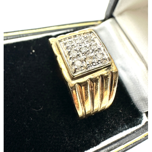 187 - 9ct gold diamond signet ring weight 4.3g