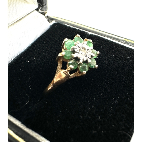 191 - 9ct gold emerald & diamond ring weight 2.5g