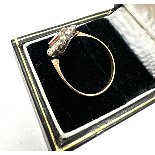 192 - Antique 9ct gold hardstone & paste ring weight 2.2g shank has come away need repair