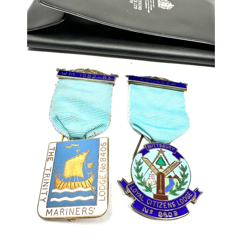 444 - 2 silver masonic jewels the trinity mariners lodge No8406 & founder buttsbury loyal citizens lodge N... 