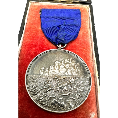 445 - Rare 1866 gallantry lifeboat medal named to charles allerton to the members of the lifeboat laetitia... 