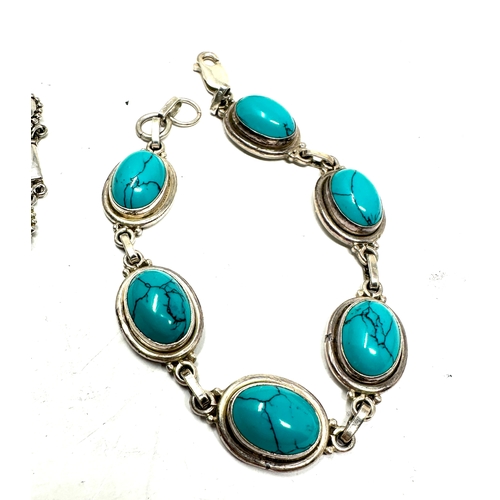 305 - 2 silver stone set bracelets weight 46g