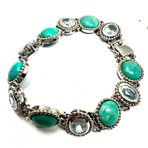 305 - 2 silver stone set bracelets weight 46g